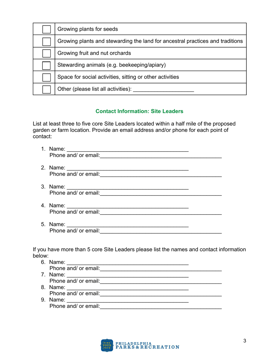 Community Agriculture Project Application - City of Philadelphia, Pennsylvania, Page 3