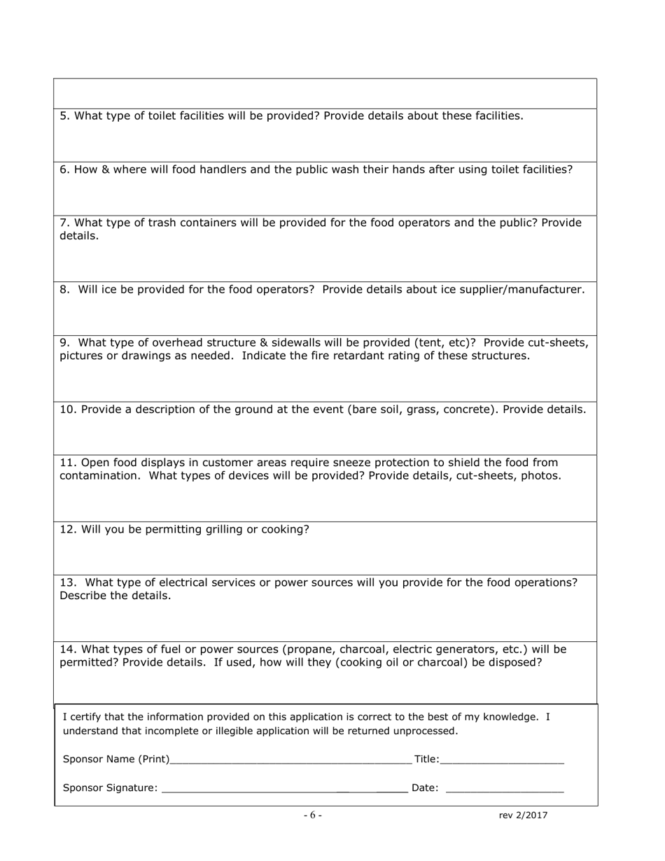 Special Event Sponsor Application (Sesa) - City of Philadelphia, Pennsylvania, Page 6