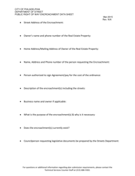 Plan Review Checklist No. 4 (Encroachment Legislation) - City of Philadelphia, Pennsylvania, Page 2