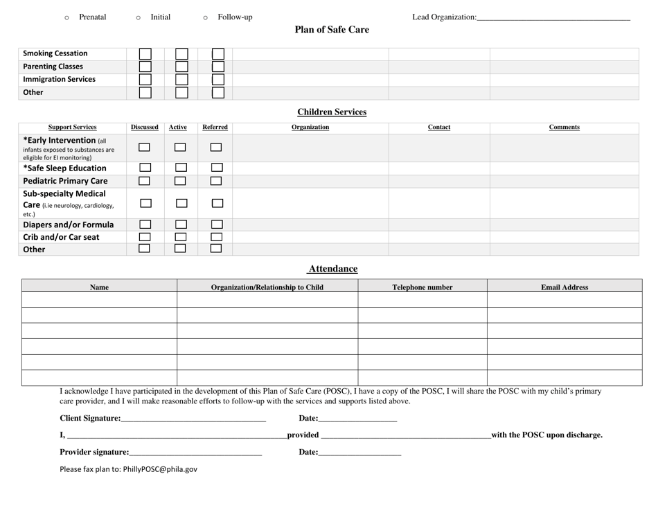 Plan of Safe Care Authorization and Template - City of Philadelphia, Pennsylvania, Page 4