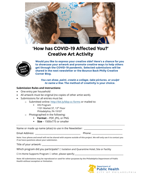 Artwork Submission Form - How Has Covid-19 Affected You - City of Philadelphia, Pennsylvania Download Pdf