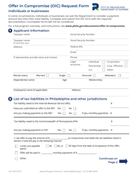 Document preview: Offer in Compromise (OIC) Request Form - City of Philadelphia, Pennsylvania