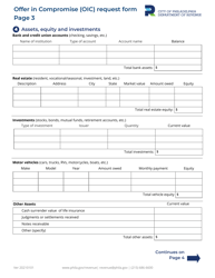Offer in Compromise (OIC) Request Form - City of Philadelphia, Pennsylvania, Page 3