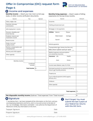 Offer in Compromise (OIC) Request Form - City of Philadelphia, Pennsylvania, Page 4
