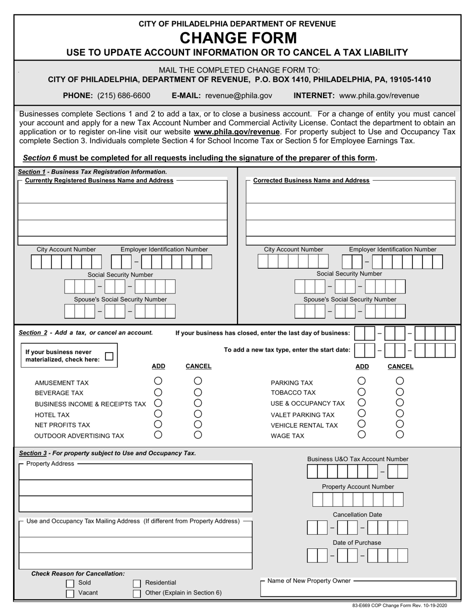 Form 83-E669 - Fill Out, Sign Online and Download Printable PDF, City ...