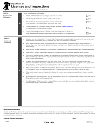 Form AB (L_023_F) Application for Housing Rental License - City of Philadelphia, Pennsylvania, Page 2