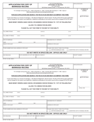 Document preview: Form 82-153 A Application for Copy of Marriage Record - City of Philadelphia, Pennsylvania