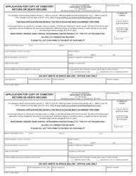 Document preview: Form 82-157 Application for Copy of Cemetery Return or Death Record - City of Philadelphia, Pennsylvania