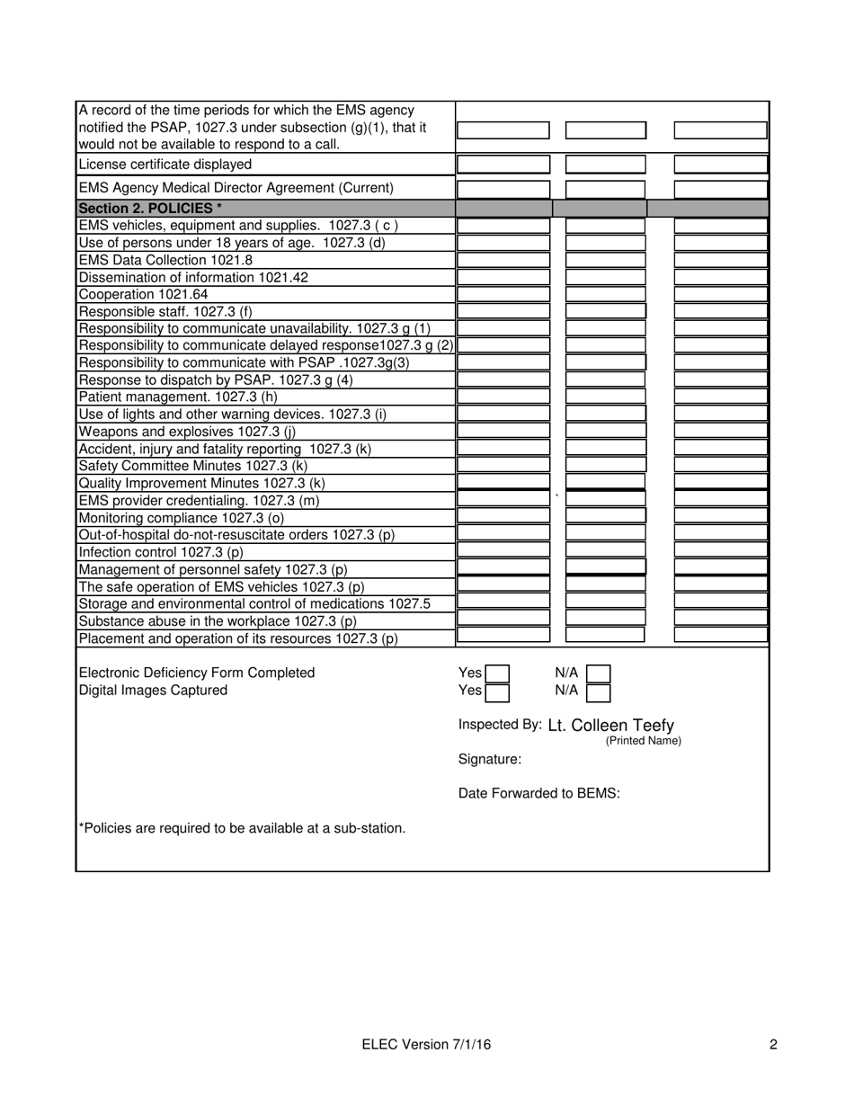 Administrative Inspection Checklist - City of Philadelphia, Pennsylvania, Page 2