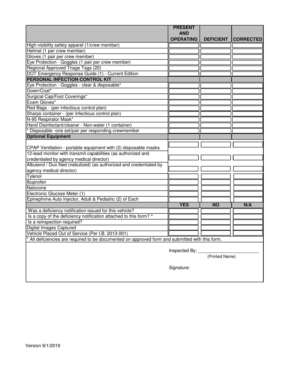 Bls Ambulance Inspection Checklist - City of Philadelphia, Pennsylvania, Page 4
