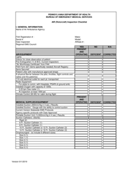 Air (Rotorcraft) Inspection Checklist - City of Philadelphia, Pennsylvania