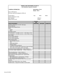 Ials Ambulance Inspection Checklist - City of Philadelphia, Pennsylvania