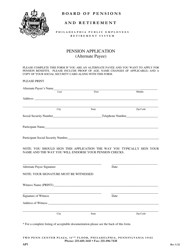 Pension Application (Alternate Payee) - City of Philadelphia, Pennsylvania