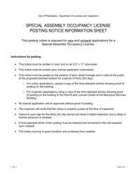 Form L_022_F Special Assembly Occupancy License Posting Notice - City of Philadelphia, Pennsylvania, Page 2