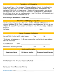 Phl City Id for City Employees Request Form - City of Philadelphia, Pennsylvania, Page 2