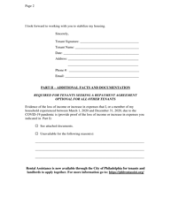 Covid-19 Financial Hardship Certification - City of Philadelphia, Pennsylvania, Page 2