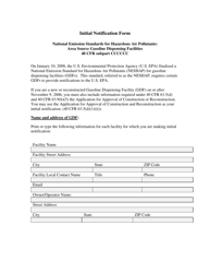 Document preview: Initial Notification Form - National Emission Standards for Hazardous Air Pollutants: Area Source Gasoline Dispensing Facilities - City of Philadelphia, Pennsylvania