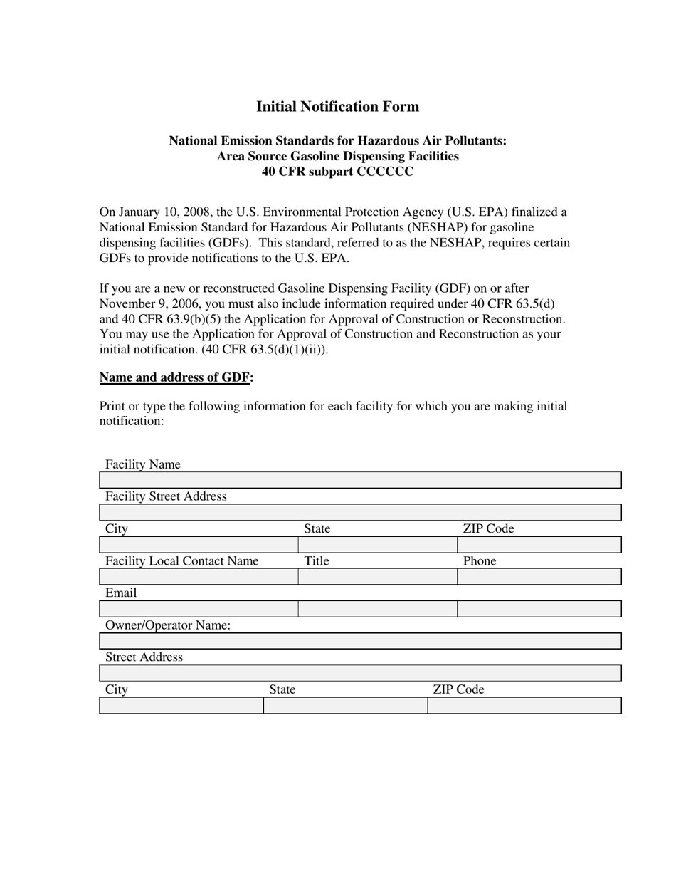 City of Philadelphia, Pennsylvania Initial Notification Form - National ...