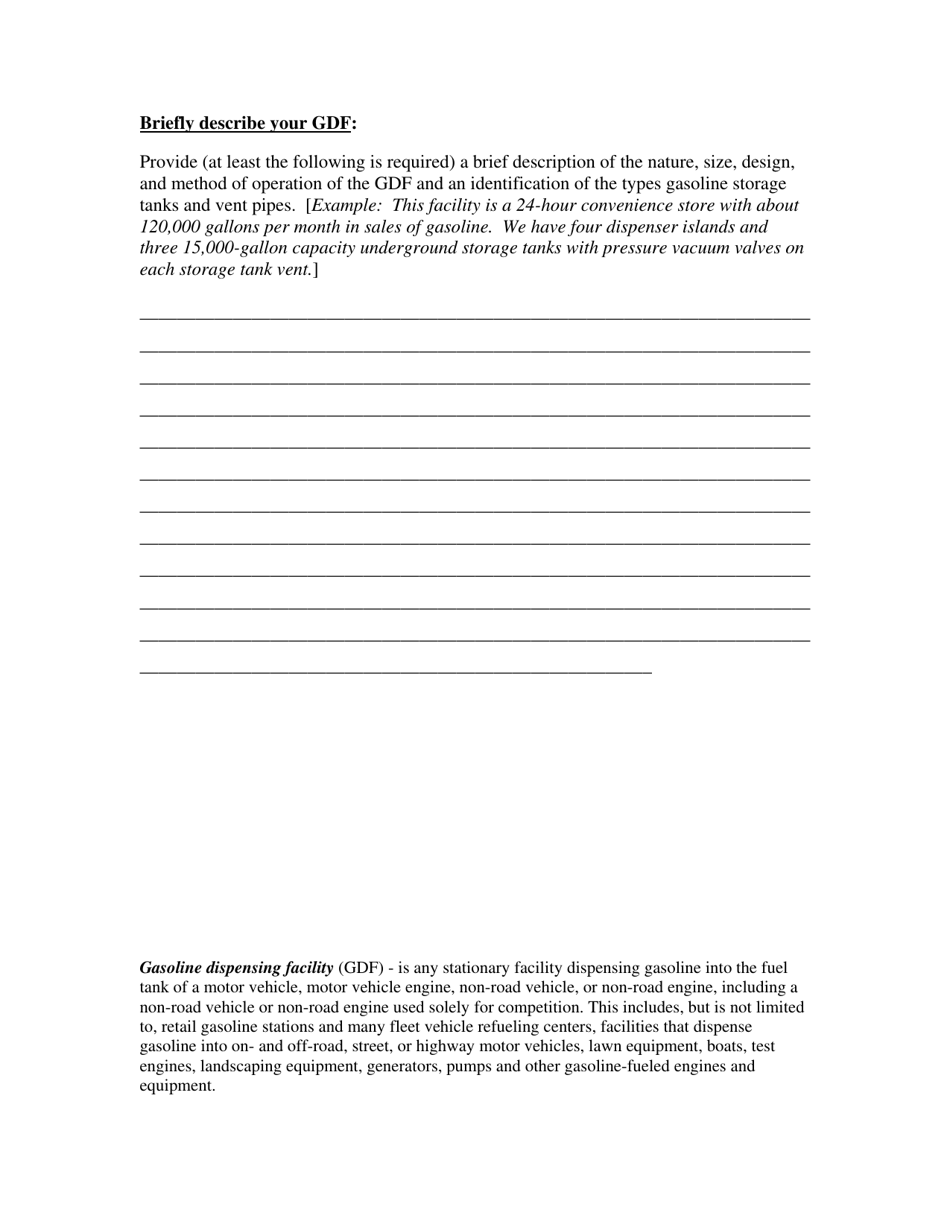 Initial Notification Form - National Emission Standards for Hazardous Air Pollutants: Area Source Gasoline Dispensing Facilities - City of Philadelphia, Pennsylvania, Page 2