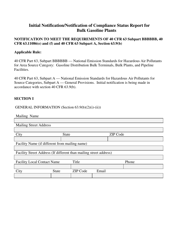 Iinitial Notification/Notification of Compliance Status Report for Bulk Gasoline Plants - City of Philadelphia, Pennsylvania