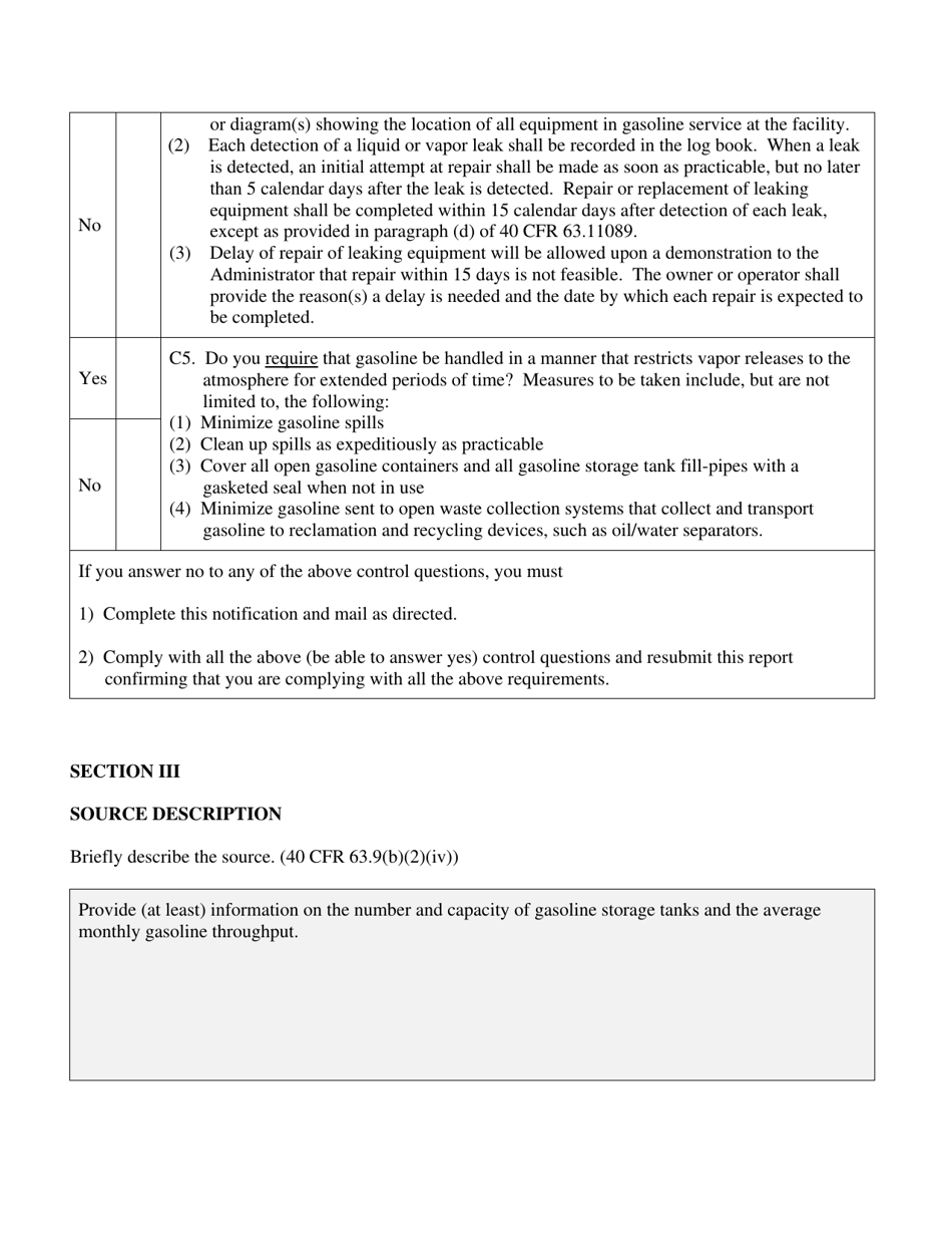 Iinitial Notification / Notification of Compliance Status Report for Bulk Gasoline Plants - City of Philadelphia, Pennsylvania, Page 3