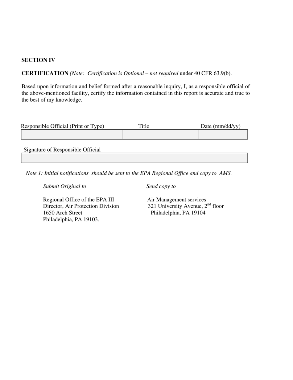 Iinitial Notification / Notification of Compliance Status Report for Bulk Gasoline Plants - City of Philadelphia, Pennsylvania, Page 4