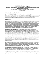 Initial Notification Report Neshap: Areas Source Standards for Aluminum, Copper, and Other Nonferrous Foundries - City of Philadelphia, Pennsylvania