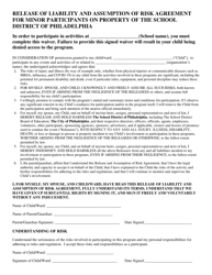 Document preview: Release of Liability and Assumption of Risk Agreement for Minor Participants on Property of the School - City of Philadelphia, Pennsylvania