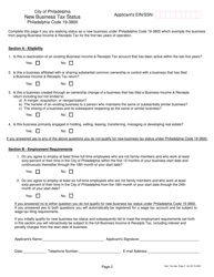 Application for Philadelphia Business Tax Account Number, Commercial Activity License, Wage Tax Withholding Account - City of Philadelphia, Pennsylvania, Page 3