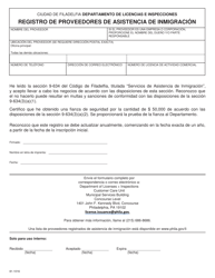 Document preview: Registro De Proveedores De Asistencia De Inmigracion - City of Philadelphia, Pennsylvania (Spanish)