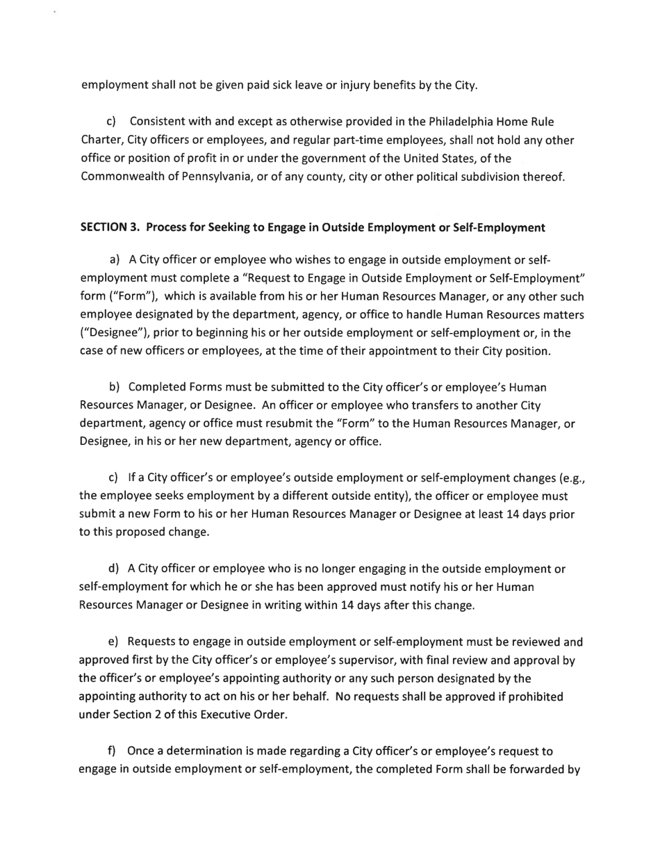 Form 82-366 Request to Engage in Outside Employment or Self-employment - City of Philadelphia, Pennsylvania, Page 5