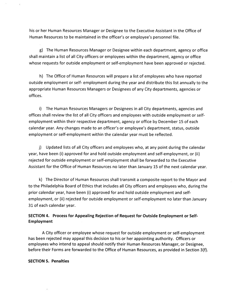 Form 82-366 Request to Engage in Outside Employment or Self-employment - City of Philadelphia, Pennsylvania, Page 6