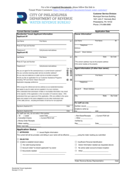 Document preview: New Tenant Water Customer Application - City of Philadelphia, Pennsylvania