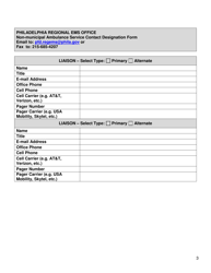 Non-municipal Ambulance Service Contact Designation Form - City of Philadelphia, Pennsylvania, Page 3