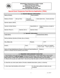 Special Event Temporary Food Service Application (Tfsa) - City of Philadelphia, Pennsylvania, Page 2
