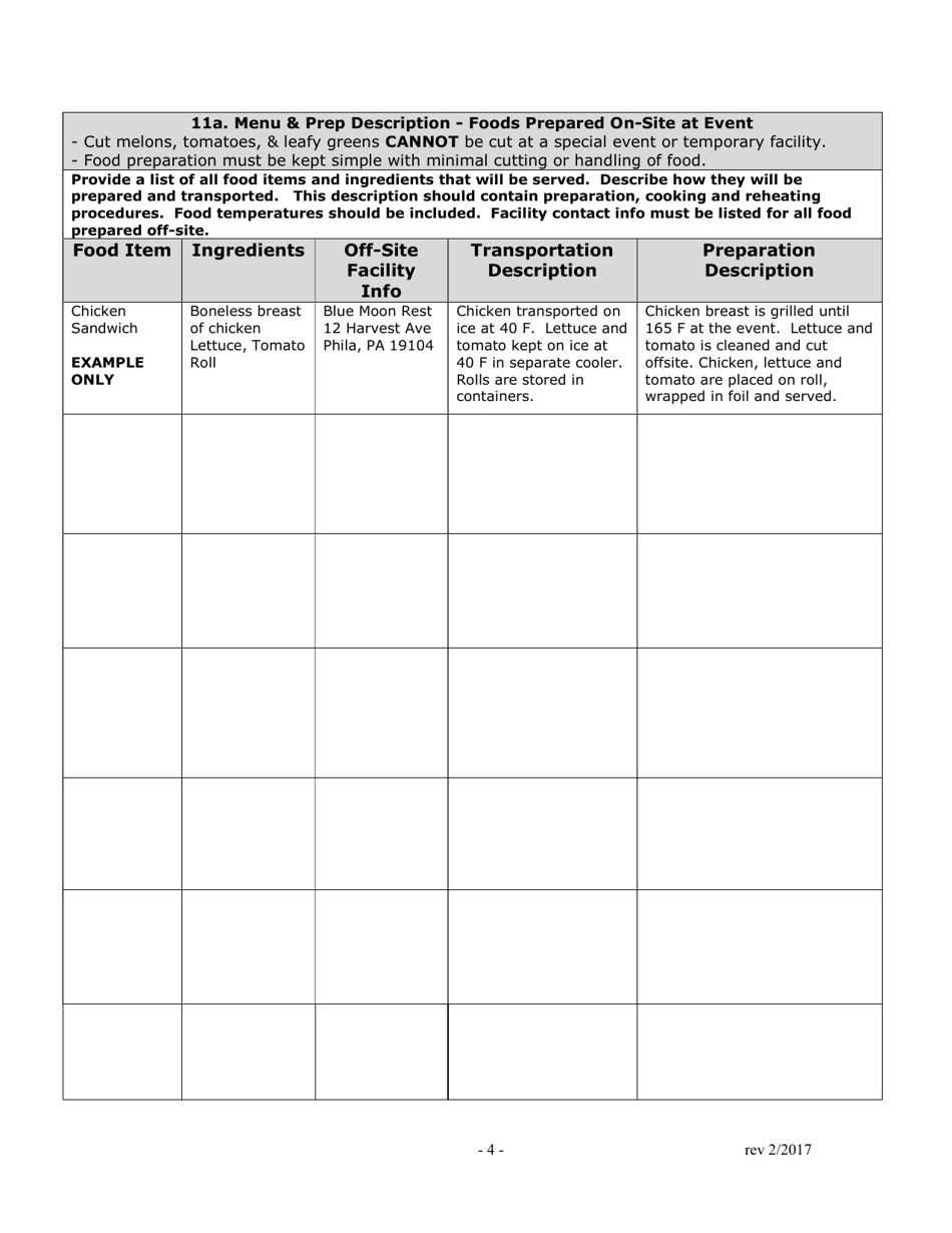 Special Event Temporary Food Service Application (Tfsa) - City of Philadelphia, Pennsylvania, Page 5