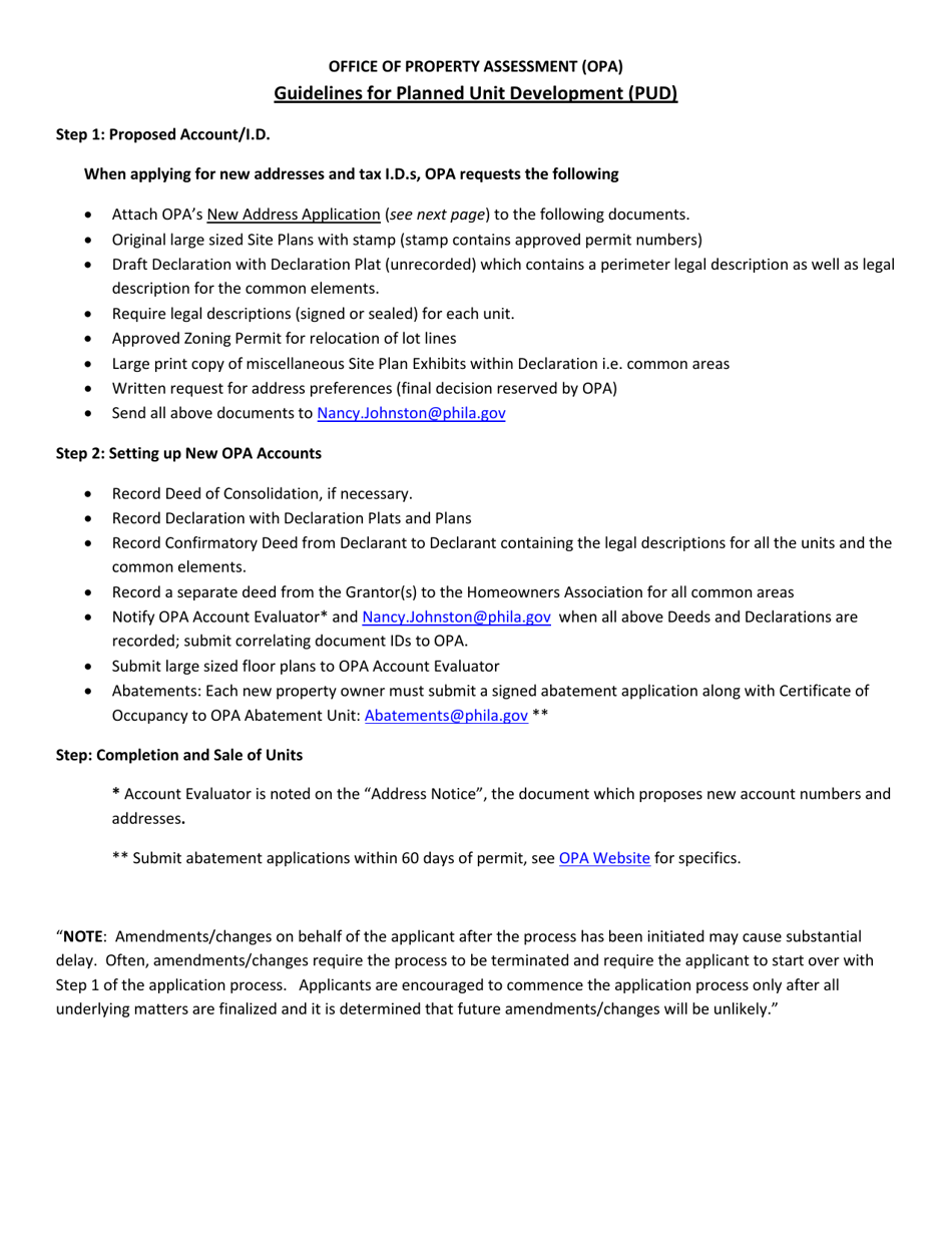 City of Philadelphia, Pennsylvania Planned Unit Development (Pud