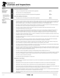 Form AB (L_032_F) Application for a Vendor License - City of Philadelphia, Pennsylvania, Page 2