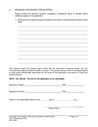 Application for an Appeal of an Order, Requirement, Decision, Interpretation, or Determination Made by the Zoning Inspector - City of Miamisburg, Ohio, Page 2
