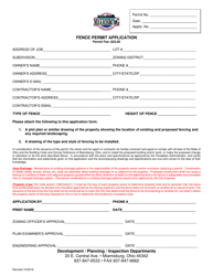 Document preview: Fence Permit Application - City of Miamisburg, Ohio