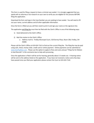 Document preview: Application to Seal a Criminal Record - City of Findlay, Ohio
