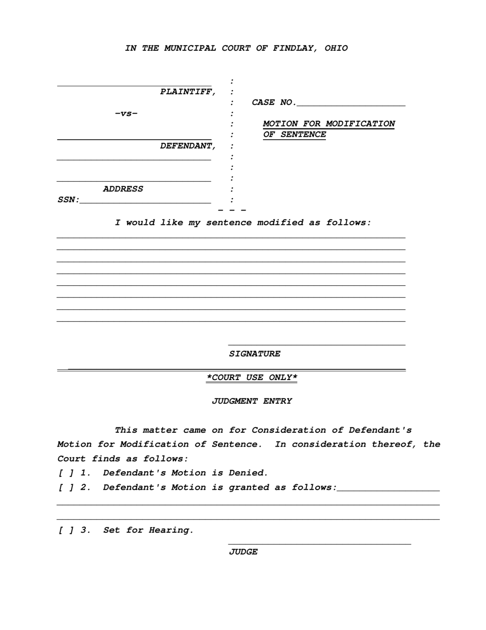 Motion for Modification of Sentence - City of Findlay, Ohio, Page 2