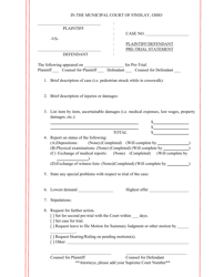 Document preview: Plaintiff/Defendant Pre-trial Statement - City of Findlay, Ohio