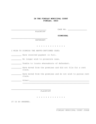 Document preview: Civil Dismissal - City of Findlay, Ohio