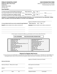 Document preview: Case Designation Form - City of Findlay, Ohio