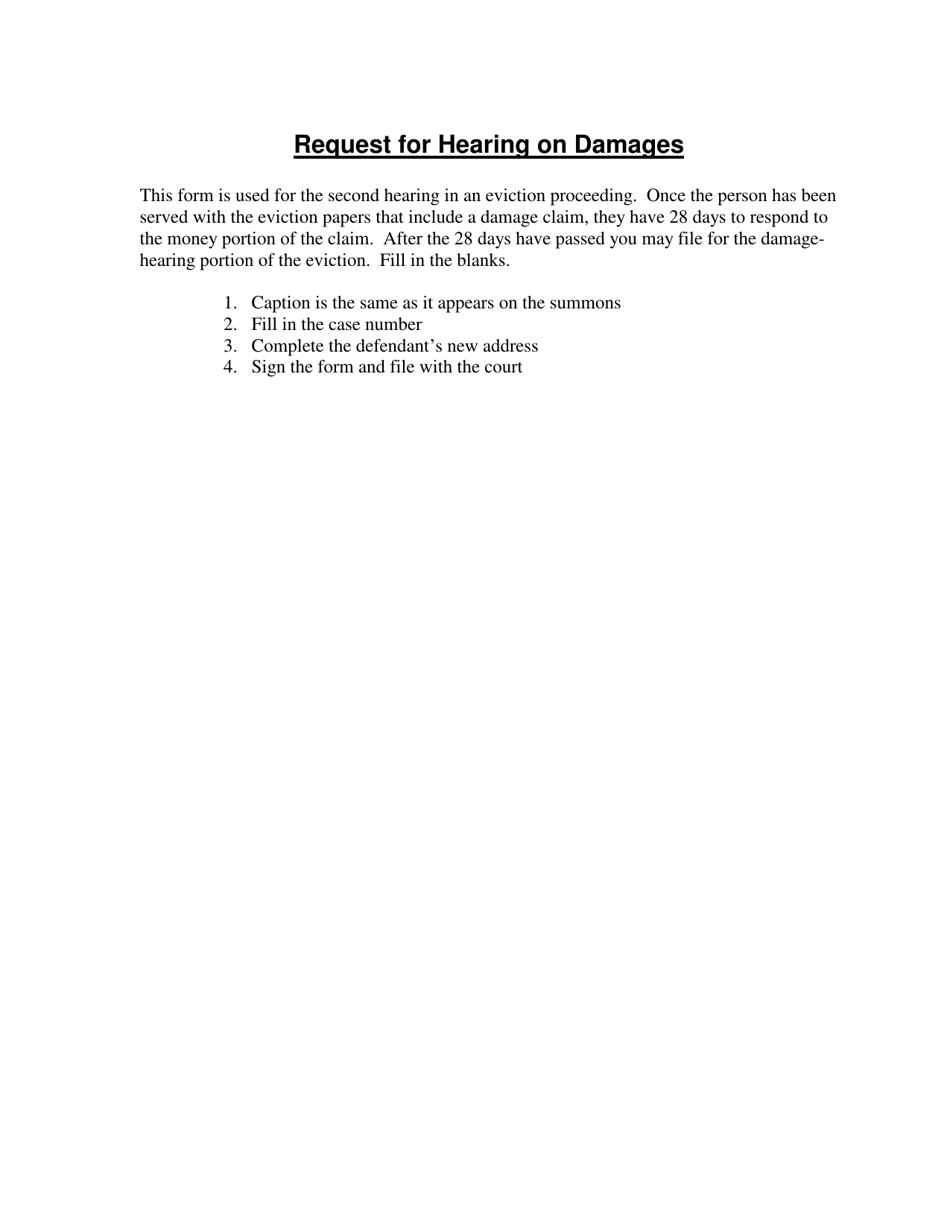 Request for Hearing on Damages - City of Findlay, Ohio, Page 1