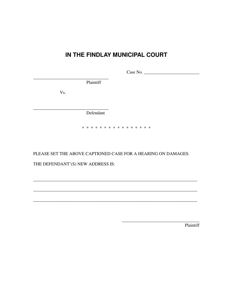 Request for Hearing on Damages - City of Findlay, Ohio, Page 2