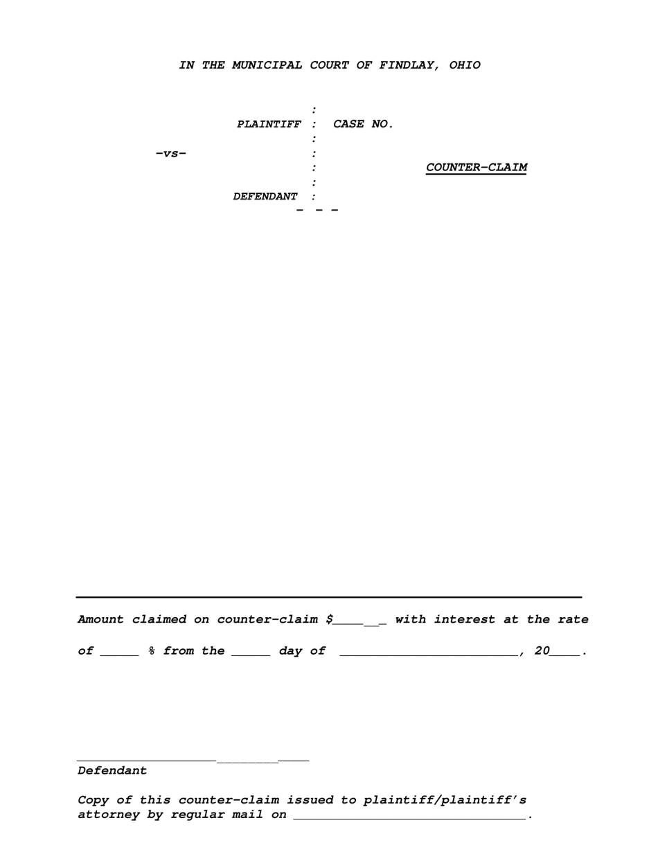 Counter-Claim - City of Findlay, Ohio, Page 1
