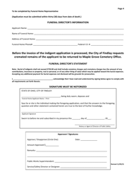 Application for Indigent Burial Funds - City of Findlay, Ohio, Page 4