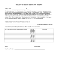Document preview: Request to Access Association Records - Florida